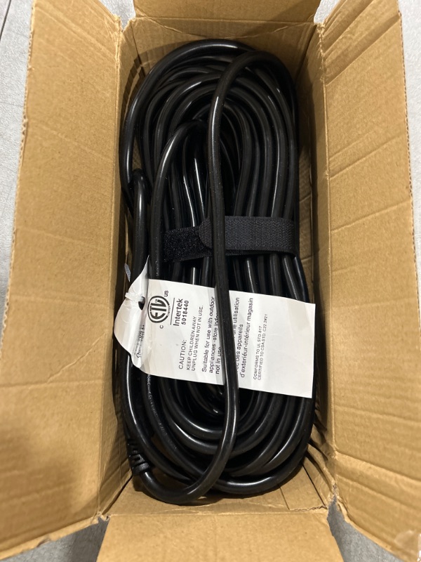 Photo 2 of 50 FT 16 Gauge Black Indoor Outdoor Extension Cord Waterproof, Flexible Cold Weather 3 Prong Electric Cord Outside, 13A 1625W 125V 16AWG SJTW, ETL Listed HUANCHAIN Black 50 foot