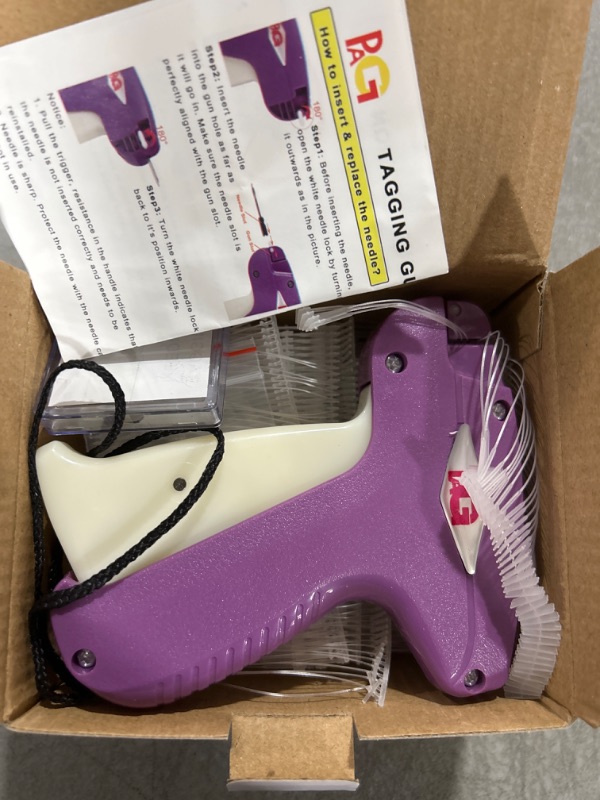 Photo 2 of PAG Standard Tagging Gun Price Tag Attacher Gun for Clothing with 5 Needles and 2000 2" Barbs Fasteners, Purple