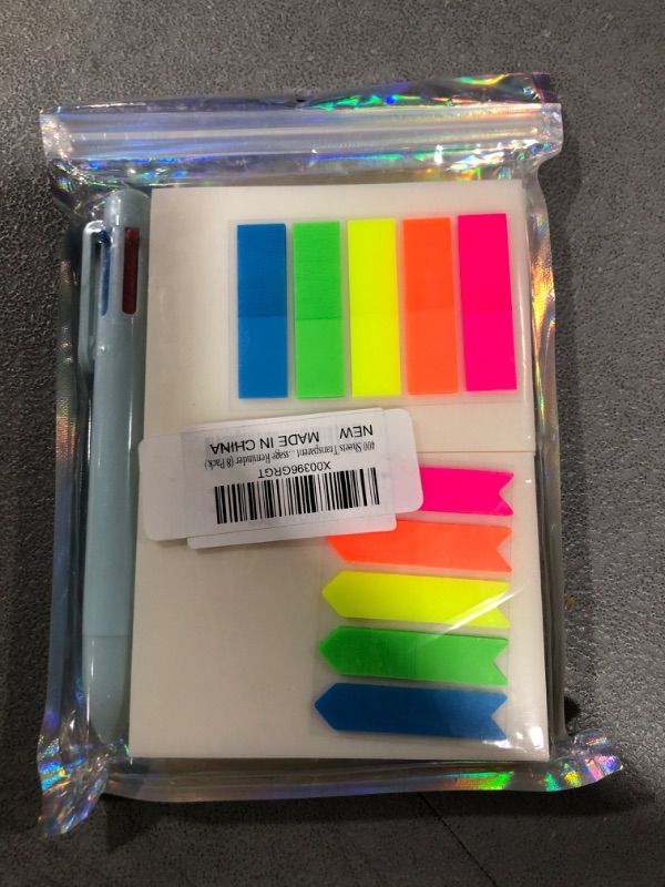 Photo 2 of 400 Sheets Transparent Sticky Note Pads, 2.75" x 3.74" Translucent Sticky Notes, Waterproof Self-Adhesive Clear Sticky Notes, Page Markers Index Tabs for Office Message Reminder (8 Pack