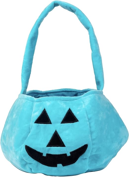 Photo 1 of Halloween Teal Pumpkin Reusable Fabric Trick or Treat Bag- Collapsible Canvas Tote-Kids Blue Allergy-Friendly Jack-O-Lantern 9pcs 
