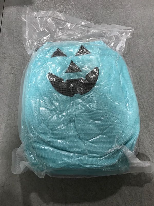 Photo 2 of Halloween Teal Pumpkin Reusable Fabric Trick or Treat Bag- Collapsible Canvas Tote-Kids Blue Allergy-Friendly Jack-O-Lantern 9pcs 
