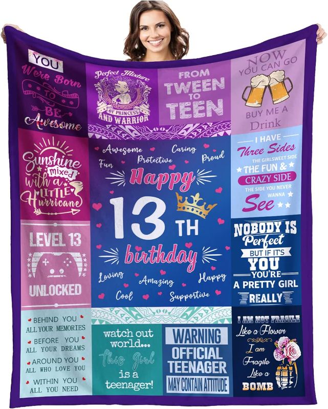 Photo 1 of 13th Birthday Gifts for Girls 13 Year Old Birthday Gifts 13 Year Blanket Gifts 13th Funny Gift Idea 13th Birthday Gift Ideas Gifts for 13 Year Old Female Women Girl Bestie Sister (13th, 50"x60")
