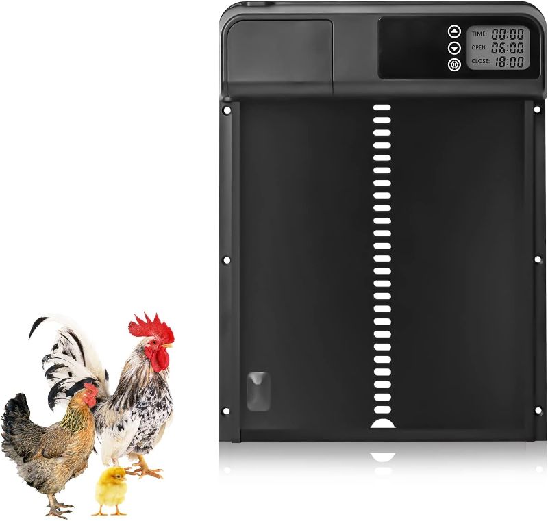 Photo 1 of Automatic Chicken Coop Door,Aluminum Chicken Automatic Door,Upgraded Auto Chicken Door Opener with Timer Control Water Resistant Alkaline Battery Powered
