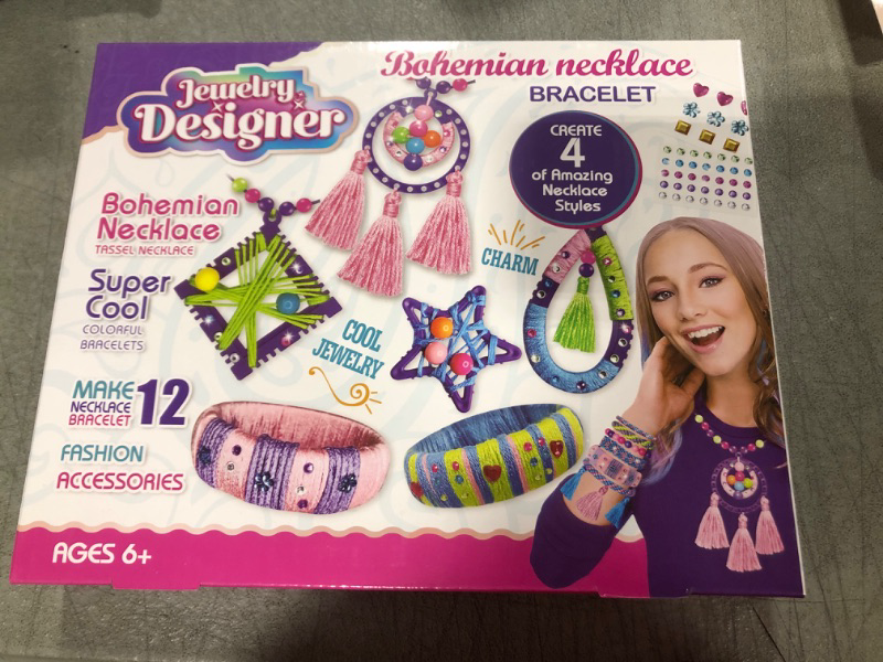 Photo 2 of Arts and Crafts for Kids Ages 6-8 8-12 DIY Fashion Friendship Necklace and Bracelet Making Kit Jewelry Crafts Supplies with Charms Beads Toys Set for Girls Beginner Birthday Gifts Xmas Party Favors 