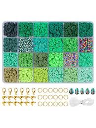 Photo 1 of Clay Beads Bracelet Making Kit, 24 Colors Flat Polymer Friendship Spacer Heishi Beads for Jewelry Making with Letter Beads and Elastic Strings, Crafts Gift for Teen Girls Age 8-12(24 colors)