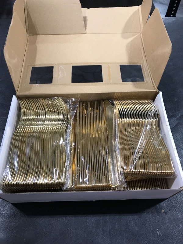 Photo 1 of 300 Piece Plastic Gold Utensils. 
