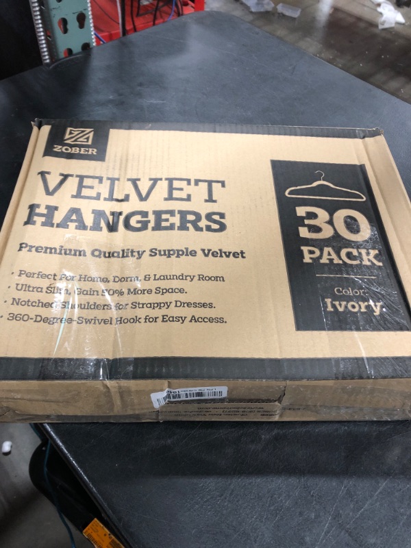 Photo 2 of Zober Velvet Hangers 30 Pack - Ivory Hangers for Coats, Pants & Dress Clothes - Non Slip Clothes Hanger Set w/ 360 Degree Swivel, Holds up to 10 lbs - Strong Felt Hangers for Clothing 30 Pack Ivory