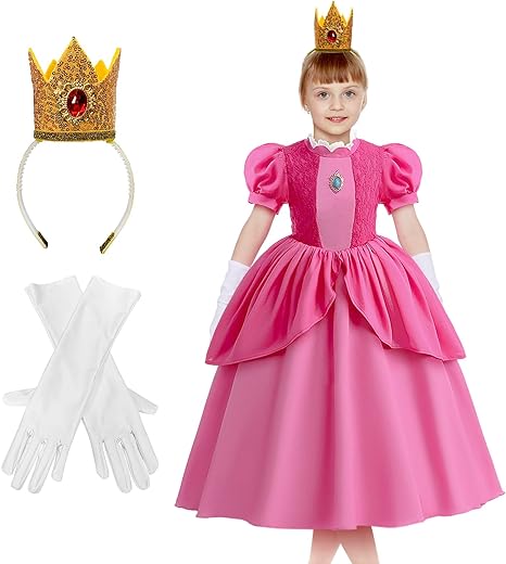 Photo 1 of 2 PACK- Binhong Peach Princess Costume Girls Kids, Princess Peach Dress With Accessories SIZE 130