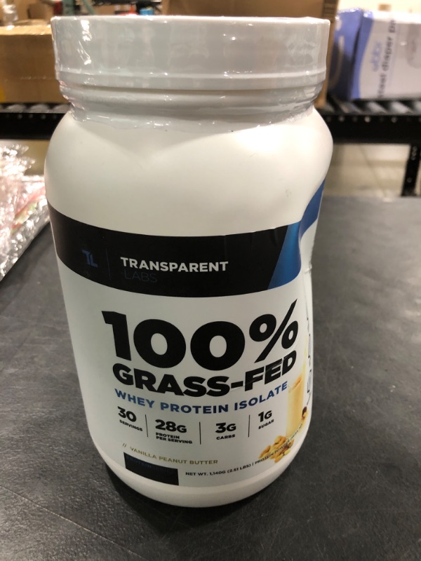 Photo 2 of Transparent Labs Grass-Fed Whey Protein Isolate - Naturally Flavored, Gluten Free Whey Protein Powder with 28g of Protein per - 30 Servings, Vanilla Peanut Butter