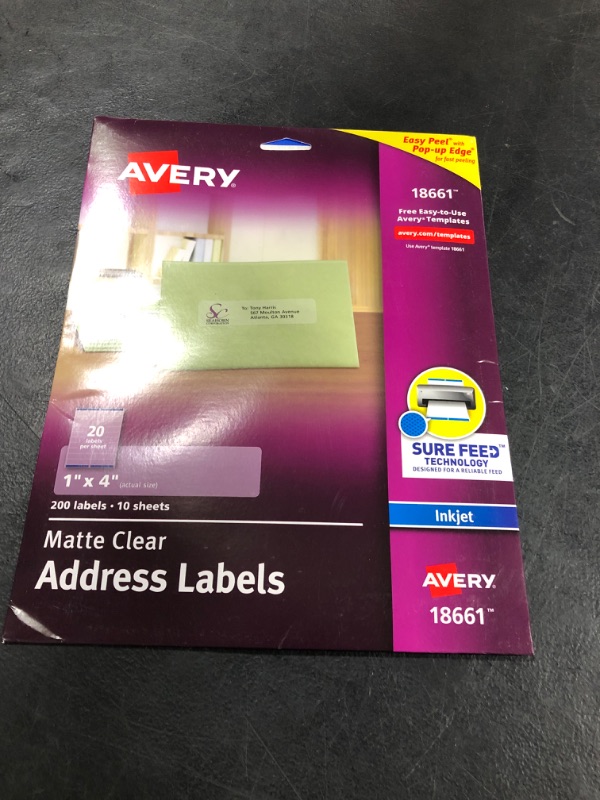 Photo 1 of Matte Clear Address Labels,Sure,PK200