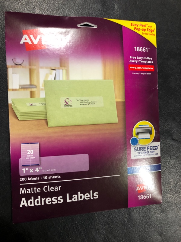 Photo 2 of Matte Clear Address Labels,Sure,PK200