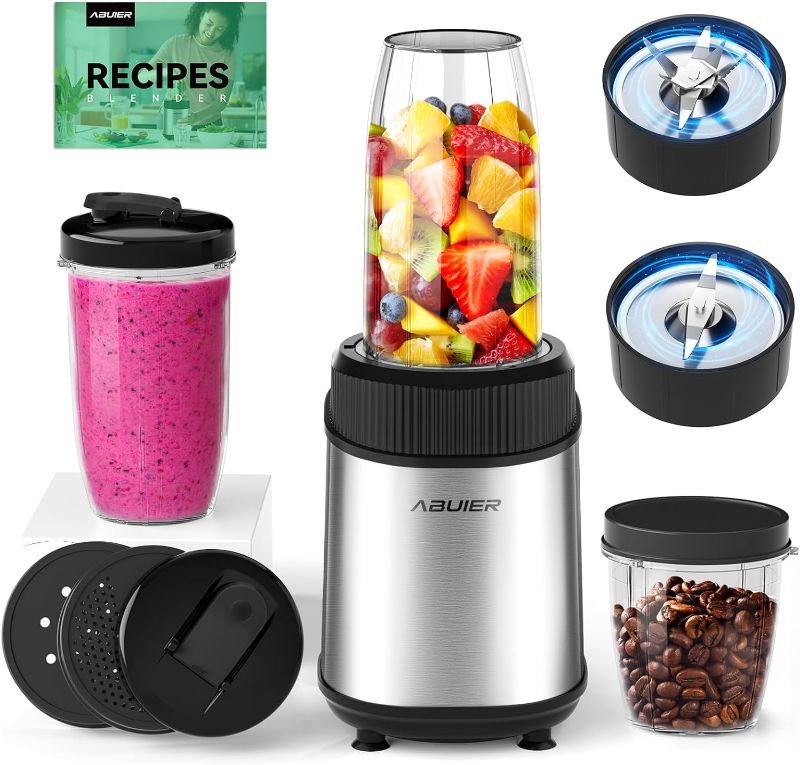 Photo 1 of 900W Smoothie Blender, Abuler Personal Blender for Shakes and Smoothies, 13 Pieces with 18 OZ *2 To-Go Cups, Portable Blenders for Kitchen Smoothie Ice Protein Frozen Juices Drink, Spices, BPA Free