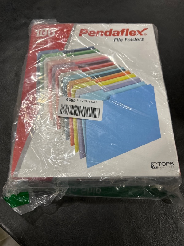 Photo 2 of Pendaflex Two-Tone Color File Folders Letter Size - 100 Pack of 12 Assorted Colors Folders for Documents - 1/3-Cut Tabs