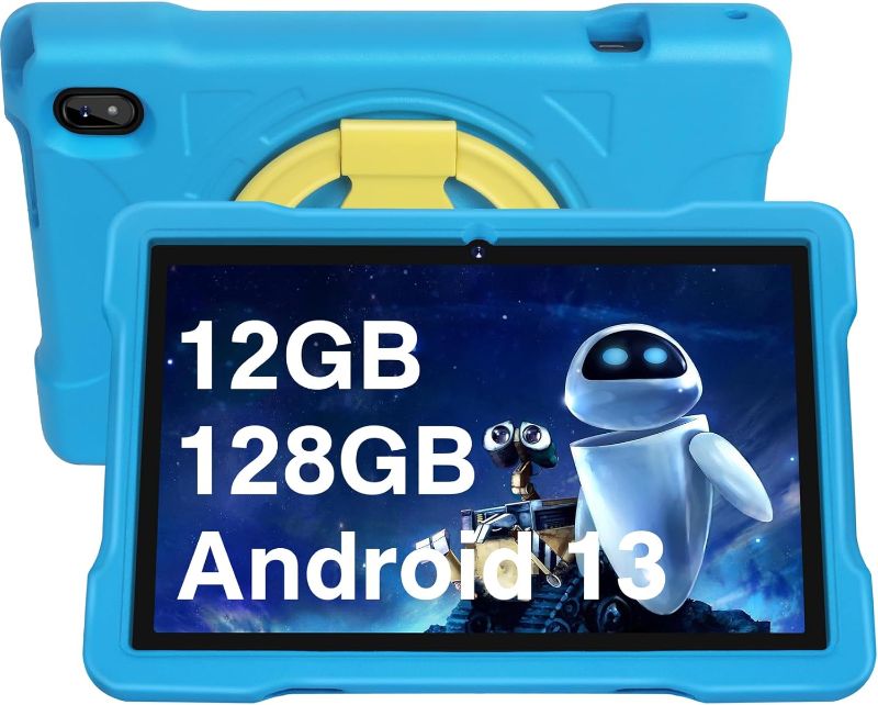 Photo 1 of 2023 Kids Tablet, 10 inch Android 13 Tablets for Kid Toddler 12GB+128GB 6000mAh Tablet with Shockproof Case, 5G WiFi, Google Kids Space Parental Control, 1280 * 800 HD Touchscreen Dual Camera -Blue 