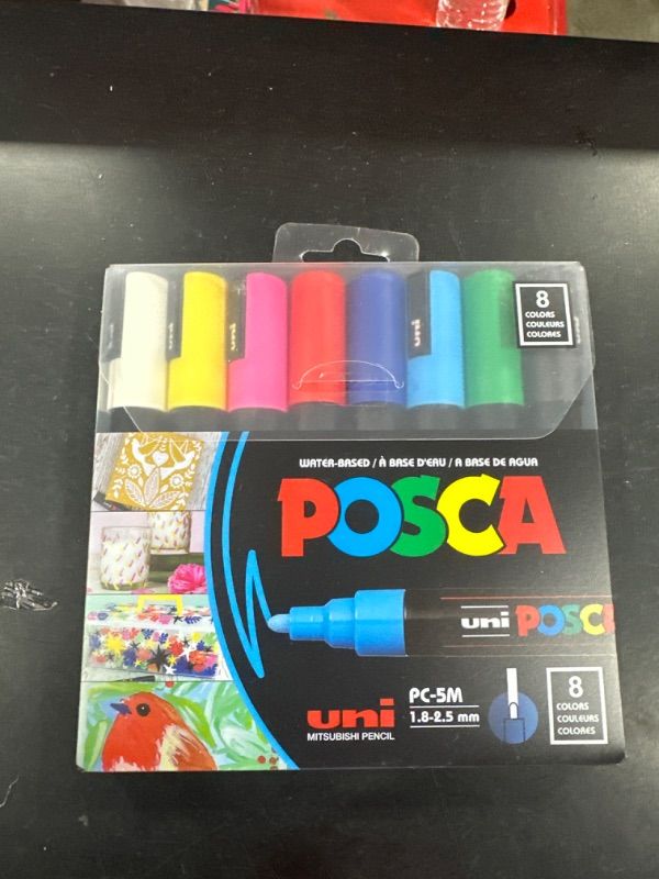 Photo 1 of Posca Full Set of 8 Acrylic Paint Pens with Reversible Medium Point Pen Tips, Posca Pens are Acrylic Paint Markers for Rock Painting, Fabric, Glass Paint, Metal Paint, and Graffiti Marker Set