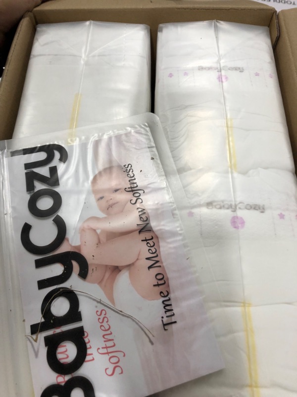 Photo 2 of Babycozy Boucy Soft Newborn Diapers for Sensitive Skin, Hypoallergenic Disposable Diapers, Plain White Diapers Without Chlorine, Soft Diapers for Baby&Infant&Preemie, Size 1(8-14lb) 148 Count Size 1 (148 Count)