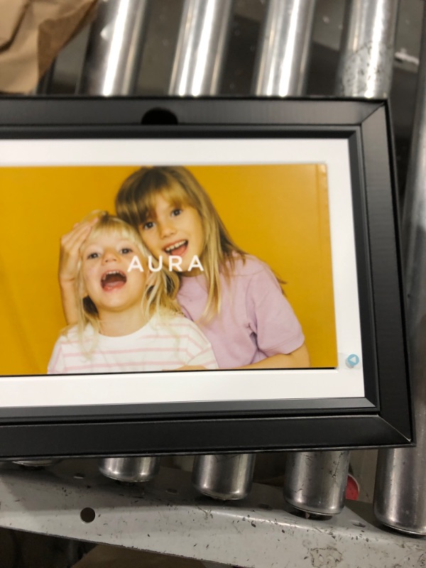 Photo 2 of Aura Carver 10.1" WiFi Digital Picture Frame | Wirecutter's Best Digital Frame for Gifting | Send Photos from Your Phone Quick, Easy Setup in Aura App Free Unlimited Storage | (Gravel with White Mat) Black Gravel with White Mat - 10.1"