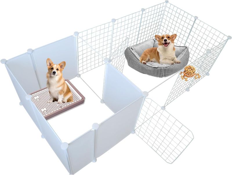 Photo 1 of  Xpen for Dogs, Pet Playpen with Door Portable Metal Wire Dog Play Pen Indoor 16 Panels Outdoor Puppy Yard Fence with Toilet Training Area Guinea Pig Cage for Kitten,Rabbit,Ferre