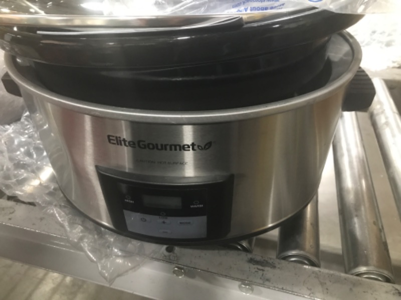 Photo 3 of Elite Gourmet MST-900D Digital Programmable Slow Cooker, Oval Adjustable Temp, Entrees, Sauces, Stews & Dips, Dishwasher Safe Glass Lid & Crock (8.5 Quart, Stainless Steel) 8.5 Quart Stainless Steel