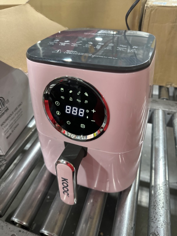 Photo 1 of [NEW] KOOC Large Air Fryer, 4.5-Quart Electric Hot Oven Cooker, Free Cheat Sheet for Quick Reference Guide, LED Touch Digital Screen, 8 in 1, Customized Temp/Time, Nonstick Basket, Pink 4.5 Quart Pink - Upgraded