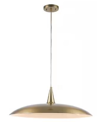 Photo 1 of 3-Light Brass Pendant Light Fixture with Metal Dome Shade
