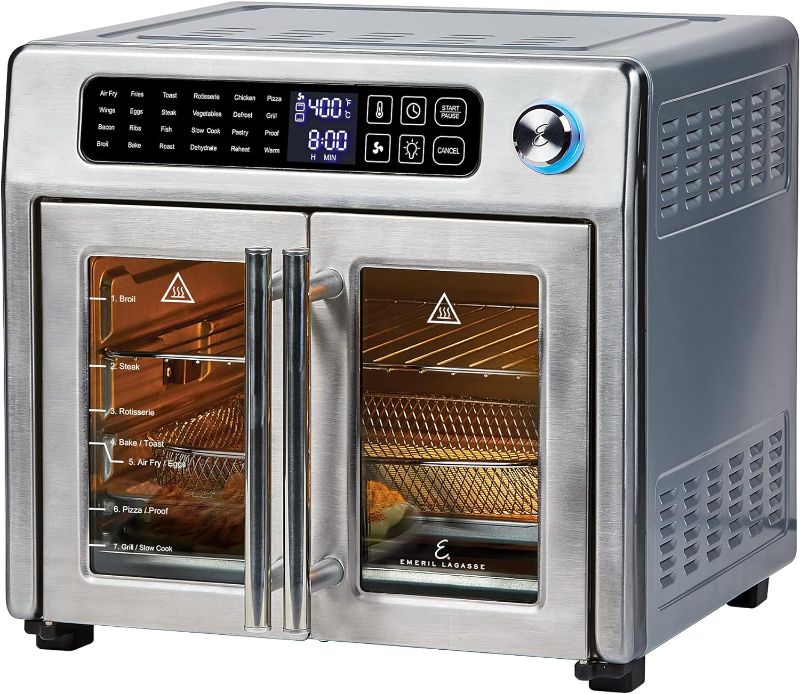 Photo 1 of 26 QT Extra Large Air Fryer, Convection Toaster Oven with French Doors, Stainless Steel