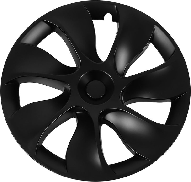 Photo 1 of 19 Inch Wheel Hub Cap, Sporty Look Matte Black Heavy Duty Wheel Rim Protector 4 Pcs for Model Y