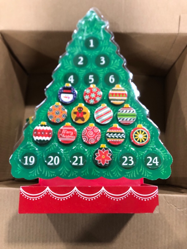 Photo 2 of Melissa & Doug Countdown to Christmas Wooden Advent Calendar - Magnetic Tree, 25 Magnets , Orange Santa