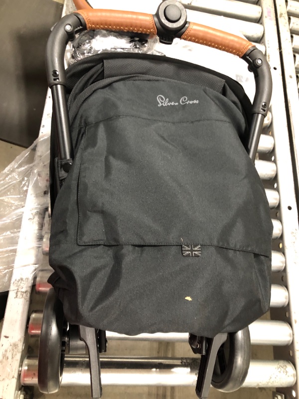 Photo 3 of **MISSING ONE HANDLE, ONE DAMAGED** Silver Cross Jet  Full Size TSA Approved Infant & Toddler Stroller, Lightweight Airplane Travel Pram, Compact One Hand Fold Baby Strollers W/Water Resistant Rain Cover, Holds Newborn (Black)