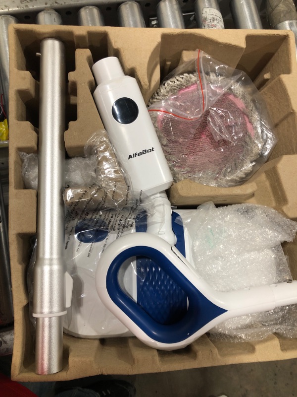 Photo 2 of AlfaBot Electric Mop for Floor Cleaning, Cordless Spin Mop with Water Sprayer and LED Headlight, Super Quite & Rechargeable Floor Scrubber for Hardfloor