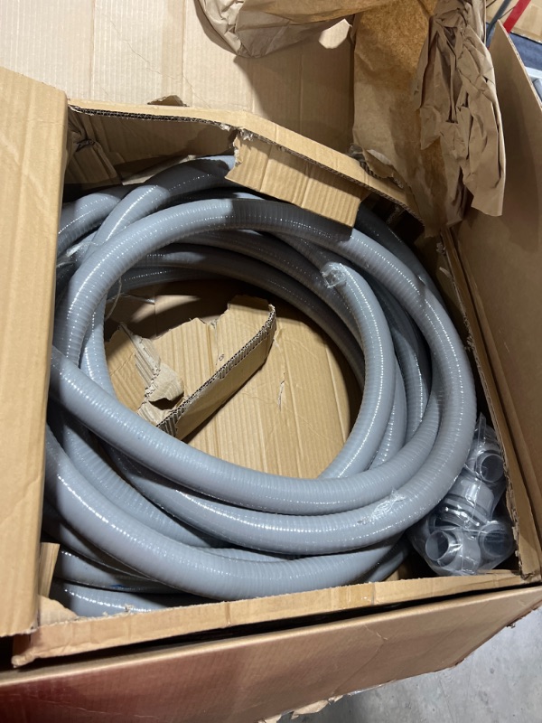 Photo 2 of 1-1/4inch 50FT Electrical Conduit Kit,with 4 Straight and 2 Angle Fittings Included,Flexible Non Metallic Liquid Tight Electrical Conduit(1-1/4" Dia, 50 Feet) 1-1/4IN,50FT