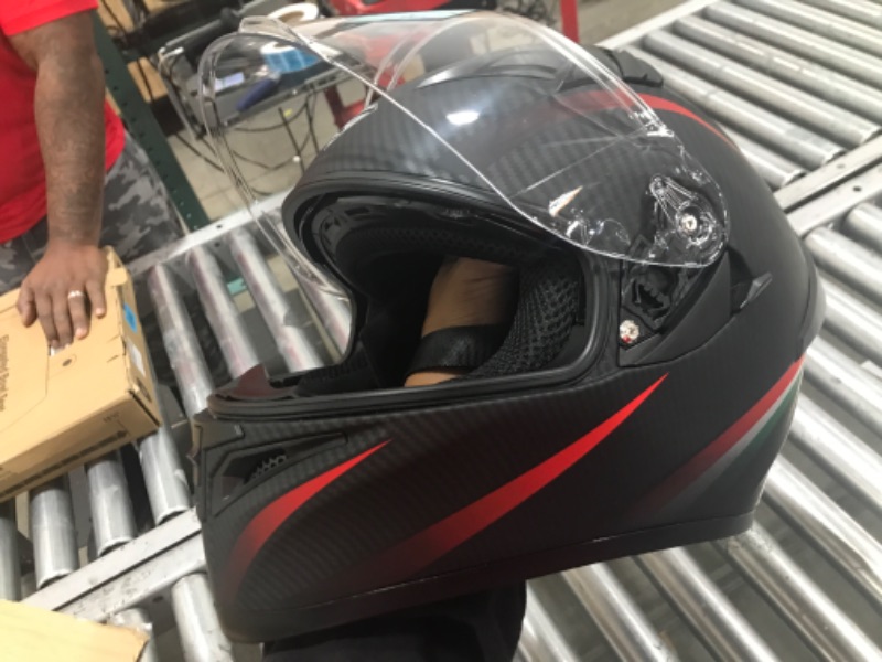 Photo 2 of KYPARA Full Face Motorcycle Helmet with Internal Tinted Visor & DOT Approved for Moped ATV Cruiser Scooter (Matt Red, Small) Matt Red Small