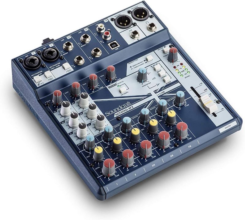 Photo 1 of Soundcraft Notepad-8FX Small-format Analog Eight-Channel Mixing Console with USB I/O and Lexicon Effects (5085984US),Blue
