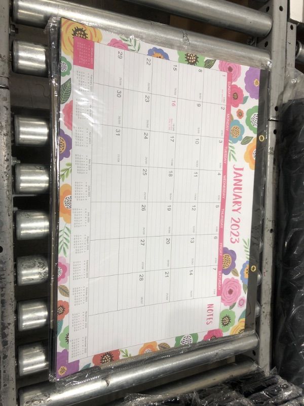 Photo 2 of Large Desk Calendar 2023 - 2023 Desk Calendar, 12 Monthly Large Desk/Wall Calendar 2-in-1, 22" x 17", JAN. 2023 - DEC.2023, Thick Paper with Corner Protectors, Large Ruled Blocks - Colorful Floral