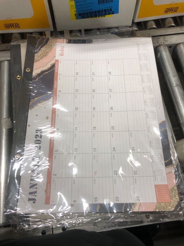 Photo 1 of 2023 Desk Calendar - Large Desk Calendar 2023, Jan. 2023 - Dec. 2023, 22" x 17", 12 Months Planning, Large Ruled Blocks, Tear Off Design, 2 Corner Protectors & 2 Hanging Hooks - Multicolored
