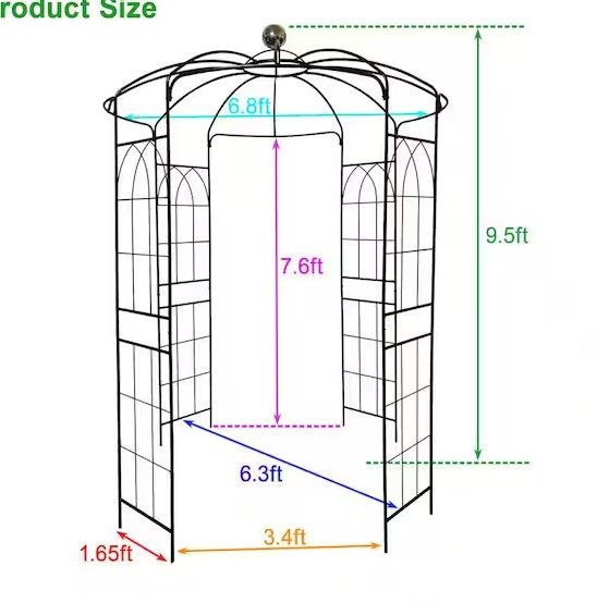 Photo 1 of 114.2 in. x 78.7 in. Garden Arbor Trellis Rose Arch Outdoor Arch Wedding Arch Party Events Archway
