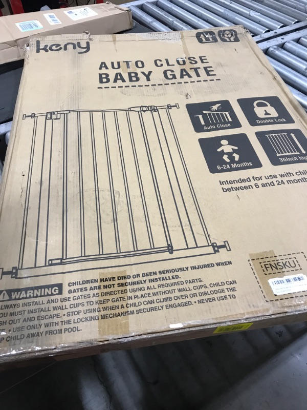 Photo 1 of 42" Baby Gate for Stairs, Auto Close Extra Tall Walk Thru Safety Gate Dog Pet Pressure Mounted Baby Gate for Doorways, Banister, Dual Locking. Includes 4" & 6" Extension, 36" High 29-42 Inch (Pack of 1) White