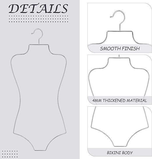 Photo 1 of Lingerie Hangers Silver Wire Body Shape Display Hangers Metal Bikini Swimsuit Hanger for Swimwear Boutique Closet Clothes Dress Bathing Suit (3 Pack)