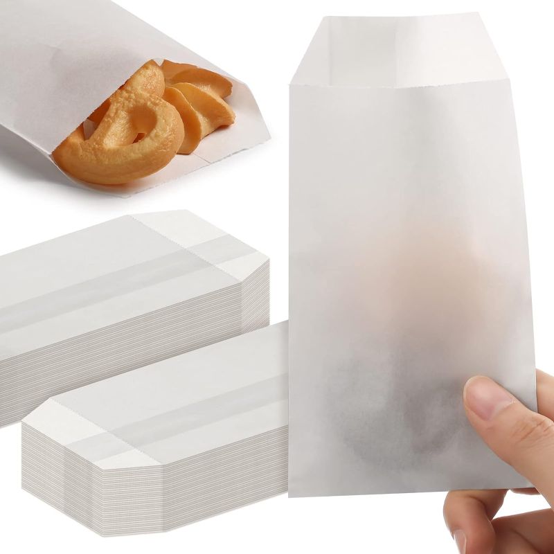 Photo 1 of 500 Pack White Kraft Paper Bags Mini Paper Bags Treat Bags Small Flat Favor Bag Silverware Bags Party Favor Bag Envelopes Merchandise Bags for Snack Cookie Popcorn Candy Sandwich Gift (3 x 5 Inch)