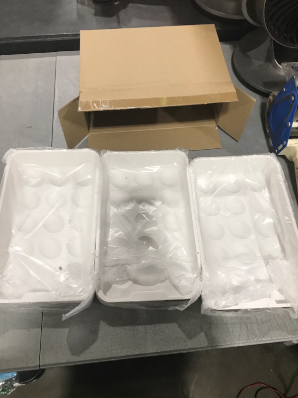 Photo 1 of 3Pc Stackable Egg Holder for Refrigerator Large Capacity Egg Storage Container for Refrigerator Fridge Egg Fresh Storage Box Plastic Egg Tray for Refrigerator, Cabinets, Countertops. (3)