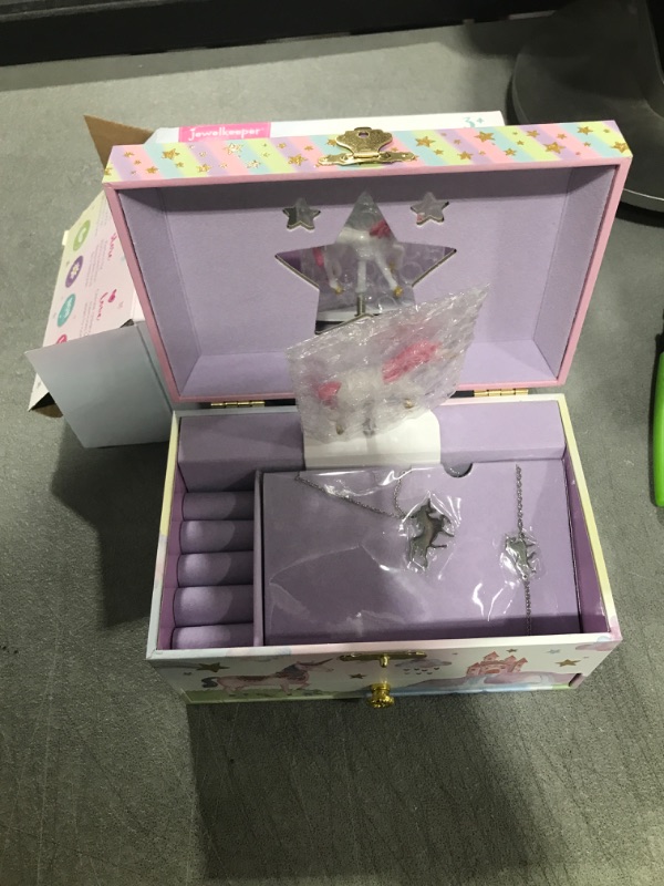 Photo 2 of Jewelkeeper Unicorn Music Box & Little Girls Jewelry Set - 3 Unicorn Gifts for Girls