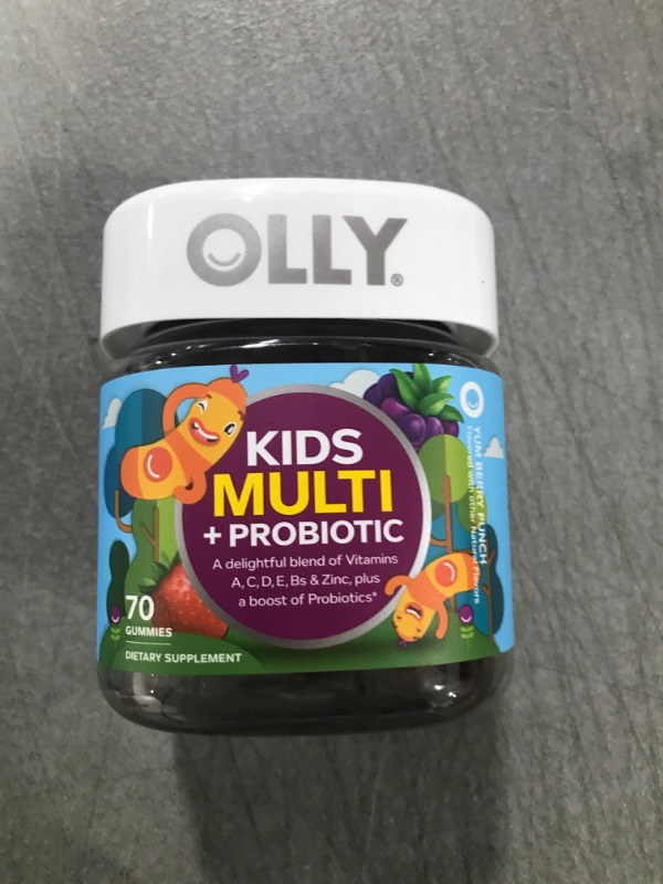 Photo 2 of OLLY Kids Multivitamin + Probiotic Gummy, Digestive and Immune Support, Vitamins A, D, C, E, B, Zinc, Chewable Supplement, Berry, 35 Day Supply - 70 Count 70 Count (Pack of 1)