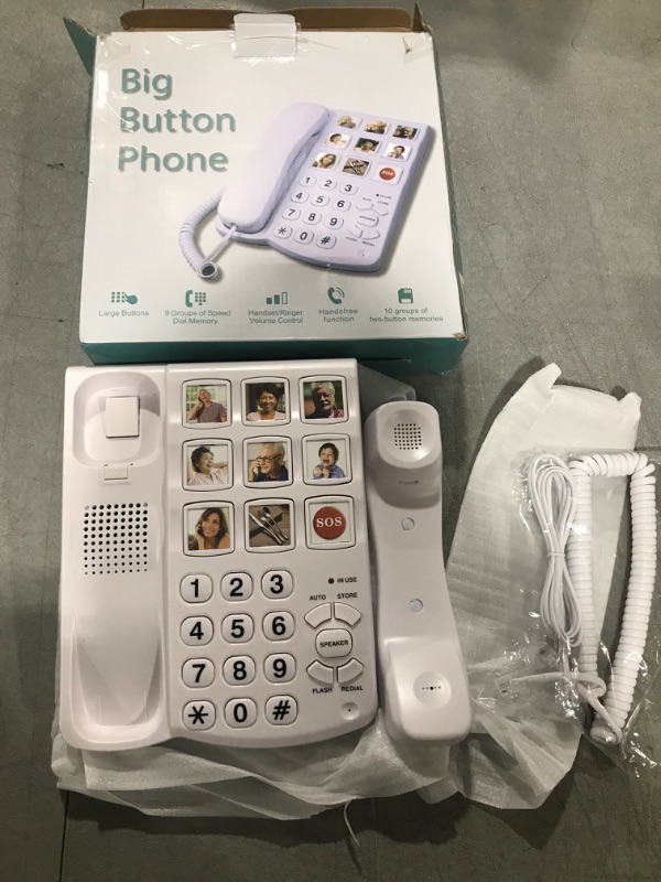 Photo 1 of Corded Phones for Seniors Landline Telephone 9 One Touch Memory Speed Dialing Phone Picture Telephones Desktop Wired Phone Elderly Image Phone for Office, Front Desk, Home, Hotel