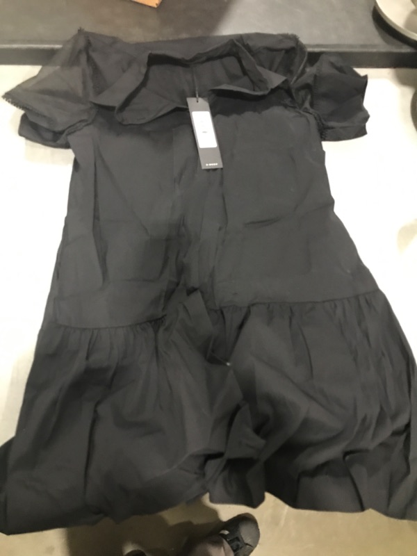 Photo 1 of S?DEER Women's Summer Double V Neck Dress, Flutter Sleeve Ruffle Chiffon Formal Party Wedding Guest Midi Dresses Black01 Large