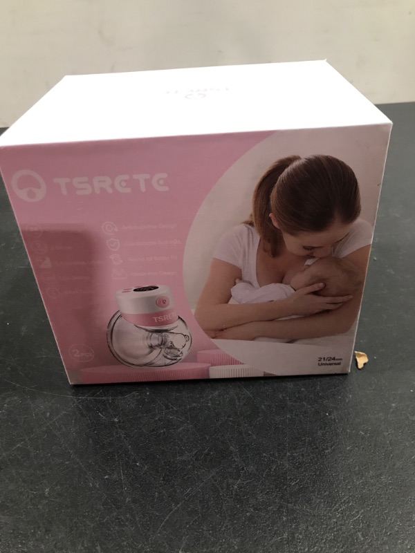 Photo 4 of TSRETE Breast Pump, Double Wearable Breast Pump, Electric Hands-Free Breast Pumps with 2 Modes, 9 Levels, LCD Display, Memory Function Rechargeable Double Milk Extractor-21/24mm Flange, Pink 21/24MM Pink