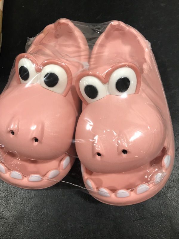 Photo 2 of Cute Dinosaur Slides Slippers for Women Men Adults Cartoon Soft Comfy Non-Slip Kids Cloud Slippers Toddler Boys Girls Open Toe Thick Sole Sandals Unisex Summer Beach Shower Home House Platform Shoes / pink size 5
