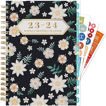 Photo 1 of Ymumuda Planner 2023-2024, Academic Weekly Monthly Planner 2023-2024, JUL.2023 to JUN.2024, 7" X 10", 12-Month School Planner Notebook with Large Writing Blocks, Floral 11 