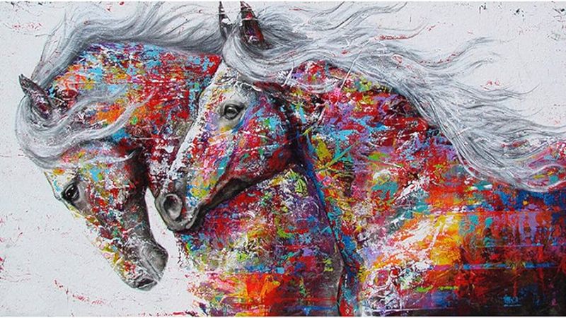 Photo 1 of ANMUXI 5D Diamond Painting Kits Full Square Drills 60X30CM Horses Animals Paint with Diamonds Art for Stress-Relief & Home Decor
