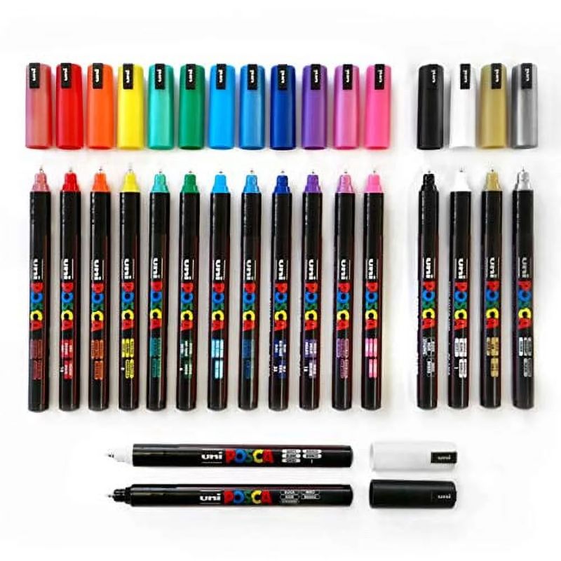 Photo 1 of posca PC-1MR 18 Pen Set - In Limited Edition Plastic Wallet - Extra Black and White