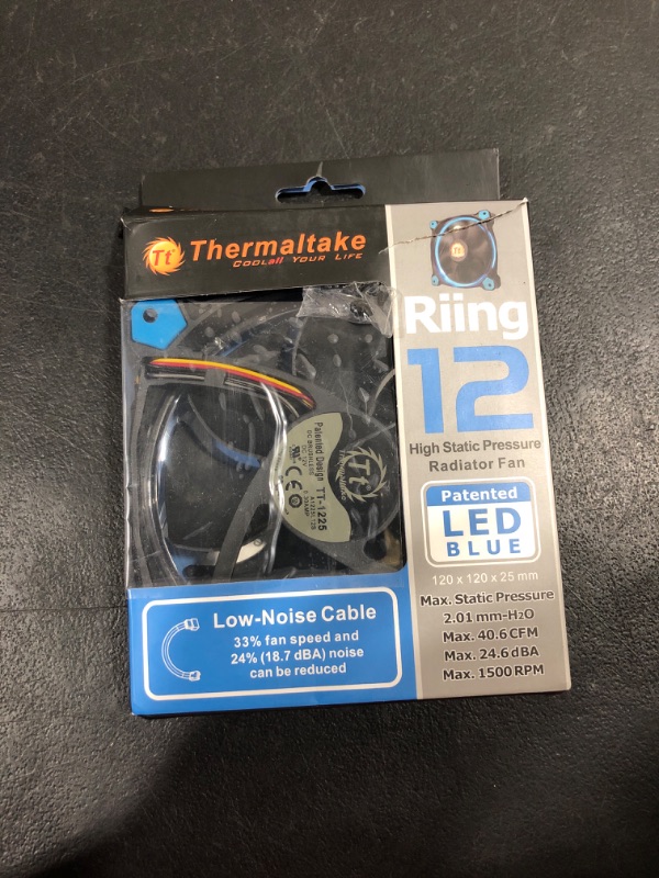 Photo 2 of Thermaltake Riing 12 Series Blue High Static Pressure 120mm Circular LED Ring Case/Radiator Fan with Anti-Vibration Mounting System Cooling CL-F038-PL12BU-A